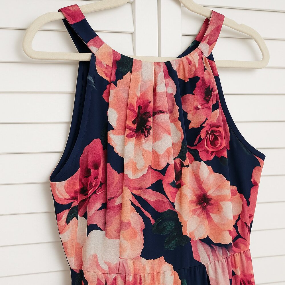 INC International Concepts Long Blue Sleveless Chiffon Dress Size 12